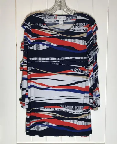 Peck & Peck Abstract Stripe Long Sleeve Tunic Top