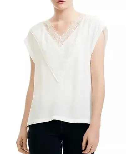 Maje Lushane Lace-Detail V-Neck Top