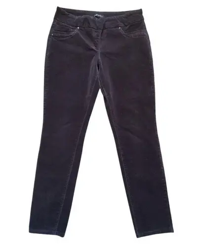 Renuar Pants Women 12 Black Corduroy Pull On Pockets Stretch Slim Travel 34x29