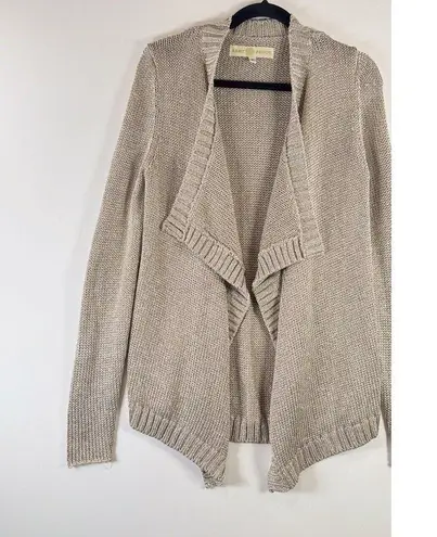 Ramy Brook Womens Cardigan Gold Lurex Waterfall Open Front Knit Sweater Small
