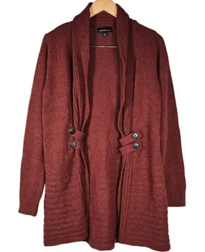 Fortune + Ivy Raiden Tab Metallic Button Detail Open Front Cardigan Rust M NIB - Image 1