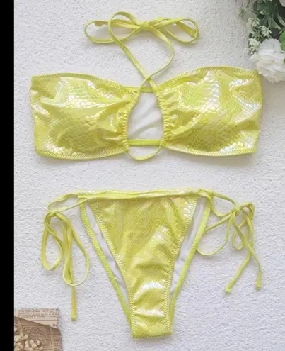 Boutique Snake print halter cheeky bikini set