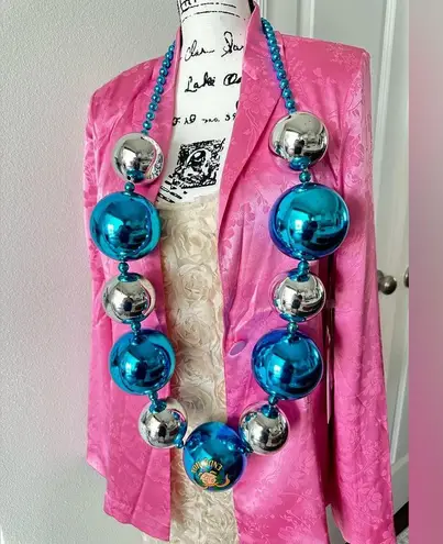 Endymion Mardi Gras Blue and Silver Beaded Necklace