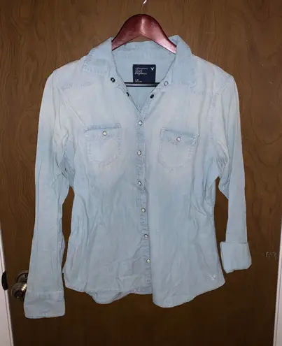 American Eagle AEO Western Denim Snap Button Down