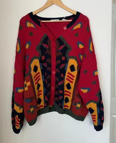 Vintage R.T.W. (Ready to Wind Down) Chunky Knit Cardigan XL – Ramie/Cotton Red