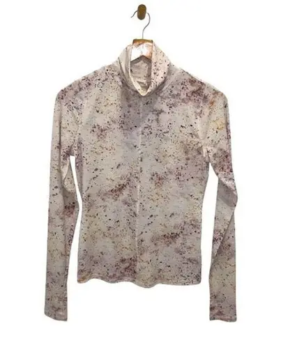 Calia by Carrie Underwood Womens Splatter Print Mock Neck Thumbhole Long Sleeve Pink