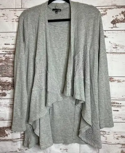 rxb Gray Open Front Cardigan Draped Lace Detail Lightweight Size L Size L