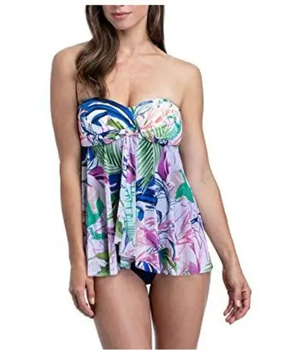 Profile  by Gottex Women's Bandeau Flyaway One Piece Swimsuit Tropicana 6 NWT