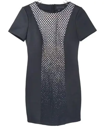 Sachin + Babi Houndstooth Panel Cap Sleeve Sheath Dress in Black/White