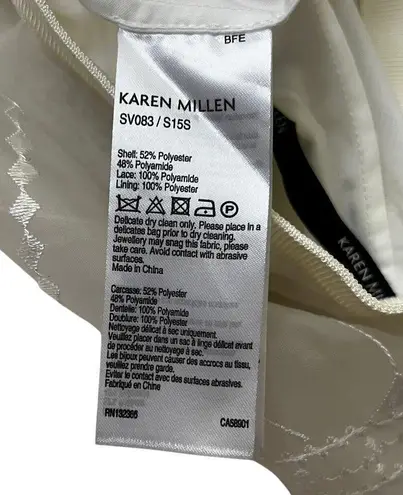 Karen Miller White Embroidered Organza Hi Rise Midi Skirt Women Size 4 | 60-16