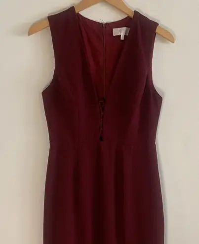 WAYF The Casey Plunge Neck Sleeveless Long Dress Burgundy Small!
