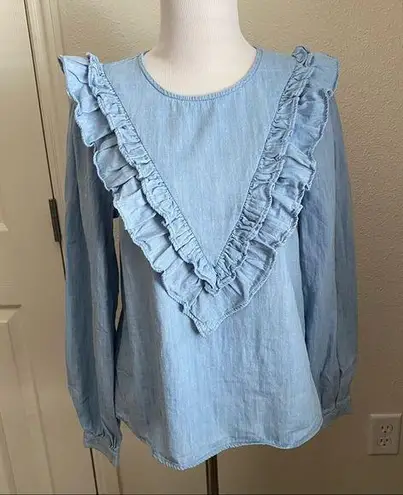 c'est toi C’est Toi V-Neck Ruffle Front Top | NWOT
