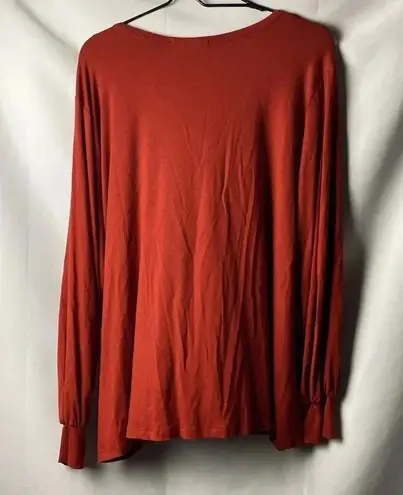 Karen Kane NWT WO SIZE 3X RUST COLOR SUPER SOFT BLOUSON SLEEVE TWIST TIE HEM