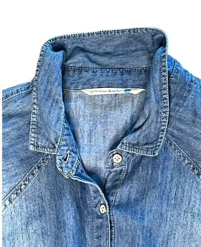 Given Kale DENIM JEAN DRESS Womens Sz LG Western Button Down Stretch Waist