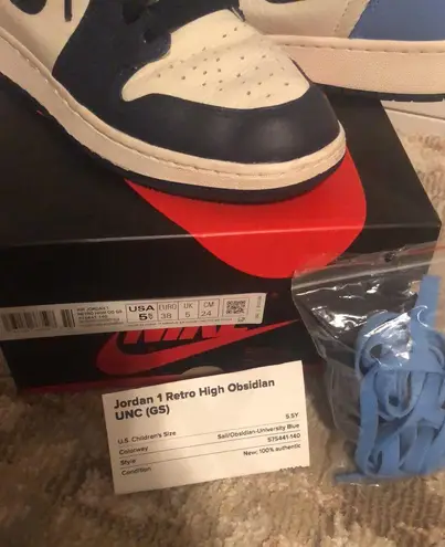 Jordan 1 Retro High Obsidian UNC GS size 5.5 youth size. Fits a women s 7 Blue 290 47 Off Retail From Mercedes