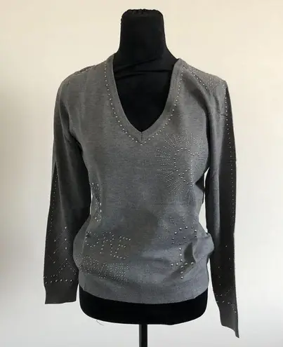 Desigual Womens Sweater S Gray Kensington V-neck Long Sleeve Knit NWT