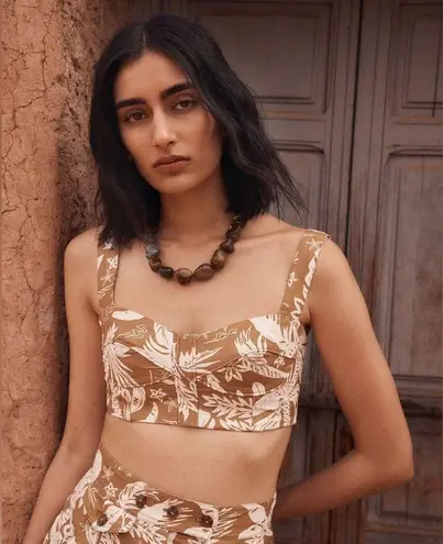 Shona joy Kiana Corded Bustier Crop Top Linen 10