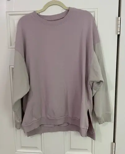 Aerie Pink and Cream Crew Neck Sweater Relaxed Fit