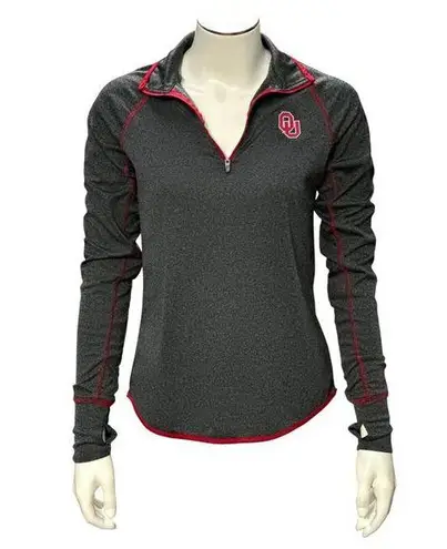 CCC Oklahoma Sooners Quarter Zip Pullover Shirt Logo Gray Red Long Sleeve Small Size undefined