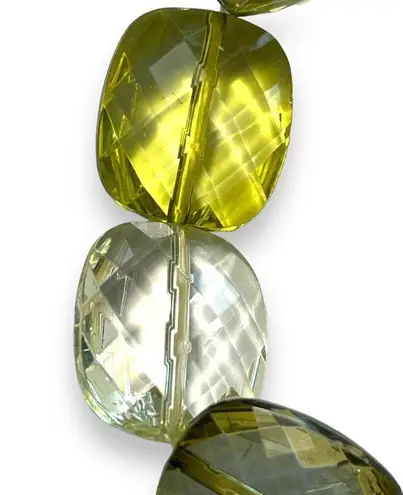 Womens Fashion Bracelet Chunky Square Beaded Stretch Statement Green Clear