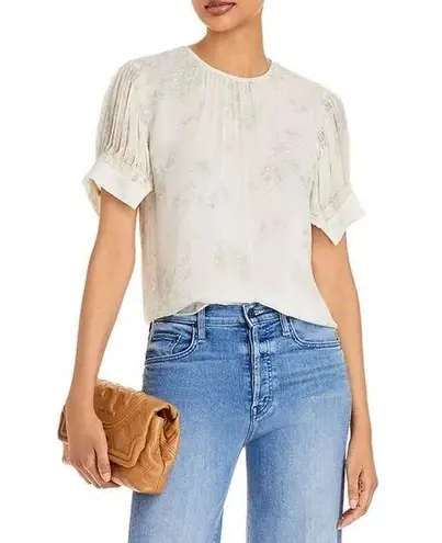Rebecca Taylor Puff-Sleeve Silk Toile Blouse, Size S New w/Tag Retail $245