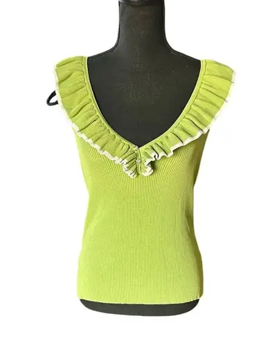 Camille La Vie Green Ruffle Trim Sleeveless Top – Size M