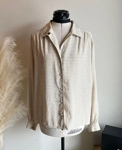Vintage Gingham Bow Blouse White Size L