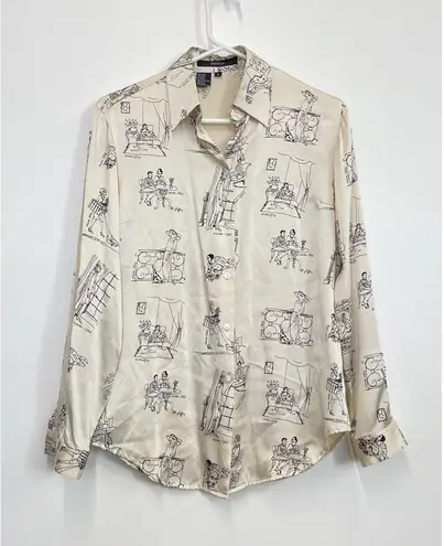 Ishyu Cream Vintage Silk Equestrian ladies Blouse shirt
