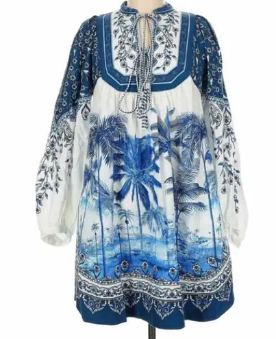 Farm Rio Palm Tree Beach Off-White Mini Dress NWT