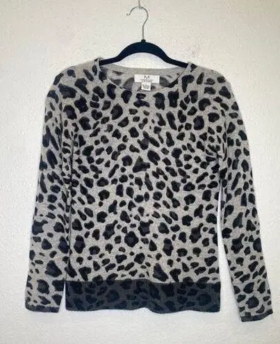 Magaschoni M Cashmere Longsleeve Lightweight Animal Print Sweater Sz Small