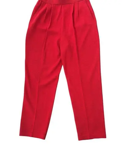 St. John Collection Santana Knit Marie Gray Red Crop Pants Pleated Pocket Size 6