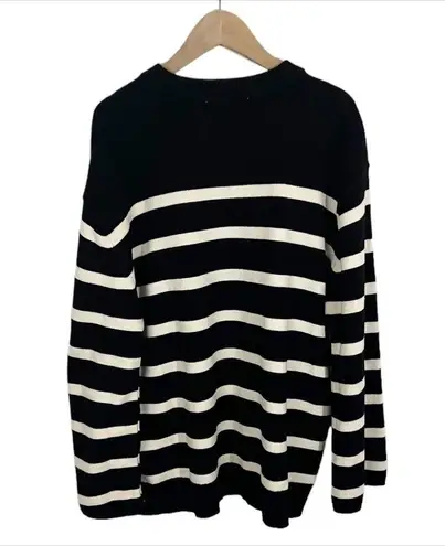 ZARA  Striped Button Sleeve Knit Sweater in Black Size Small