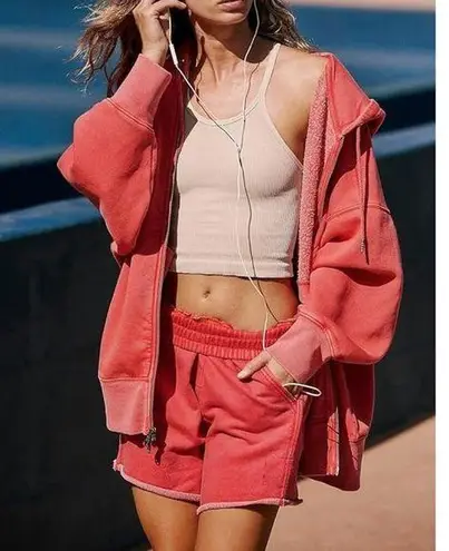 Free People  Movement Sprint To The Finish Zip-Up in Victory Red Size Large NWT - Image 1