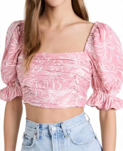 Saylor Gem Crop Puff Sleeve Blouse Top Size Medium Bubblegum