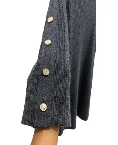 Sandro Paris Embellished Ribbed Wool & Cashmere Long Sleeve Gray Mini Dress US 2