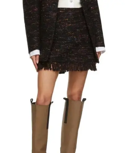 Ganni Rainbow Tweed Wool Fringe Mini Skirt | 34 | US 2