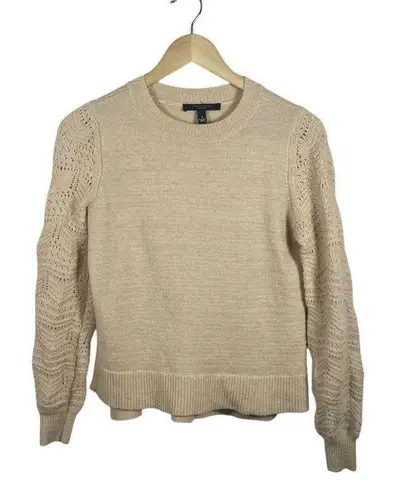 Christian Siriano New York Women’s Crewneck Pointelle Sweater in Beige Size S Tan