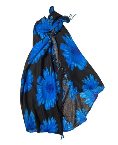 In Gear Ocean Blue Black Floral Fringe Multiway Swim Cover