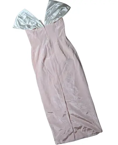 Jessica McClintock Vtg 1990s  Bridal Pink Taffeta Drop Shoulder Sheath Dress 14