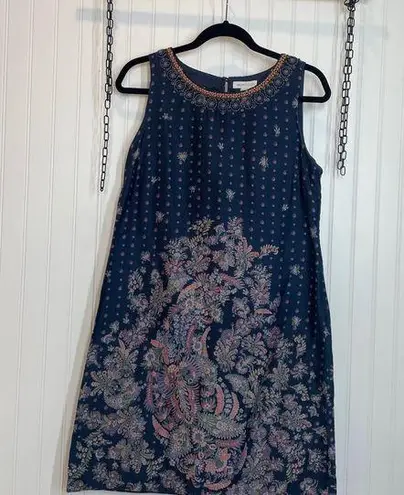 Monsoon Women’s Blue Embroidered Sleeveless Sheath Dress Size 10