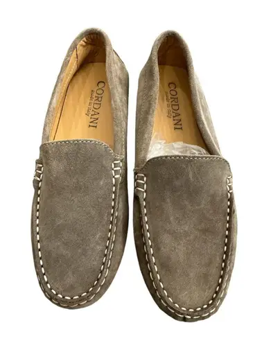 Cordani Parma Driver Loafer Size 7 Suede Embroidered Preppy Quiet Luxury Brown