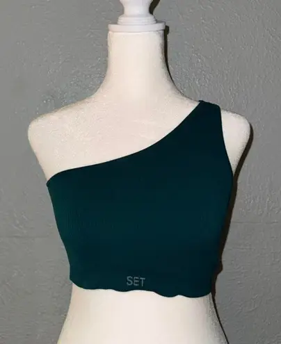 Set Active Ribbed One Shoulder Bra in Mojito Size Medium - Image 1