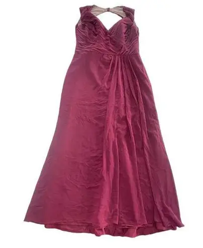 Hayley Paige Occasions Hayley Paige Dress Womens 16 Plus Red Pink V Neck Bridesmaid Chiffon Gown 5669