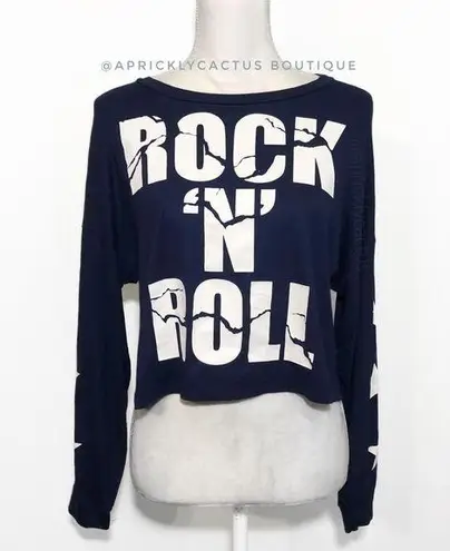 rock'n roll NWT Navy Blue Long Sleeve Crop Top New