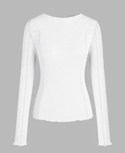 Cider Round Neckline Solid Long Sleeve Tee Women's Top White Size 1XL NWT