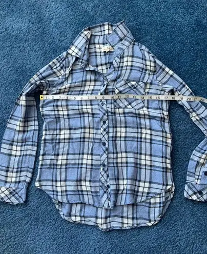 Thread and Supply  Blue Plaid Button Up Long Sleeve Women's Shirt Flannel SMAL