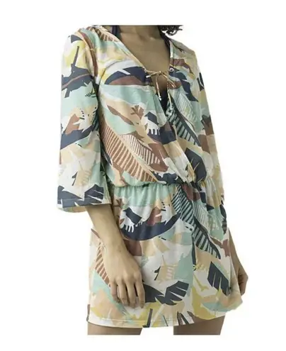 prAna New Womens NWT S Keoki Tunic Dress Aqua Blue Swim Cover up White Yellow Re