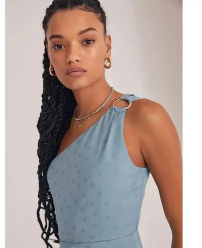 Favorite Daughter The Singles Table Asymmetric One Shoulder Dress Slate Blue 18