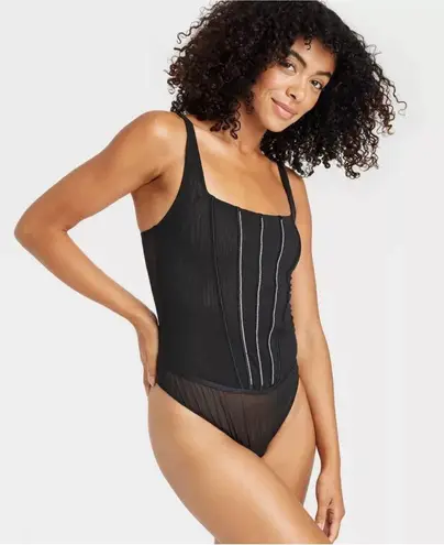 Auden Women's Rhinestone Lingerie Bodysuit - Black