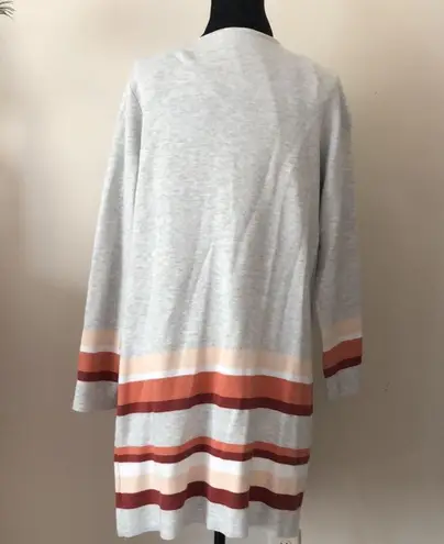 Apt. 9 BoHo striped duster sweater long open cardigan knit L terra-cotta rust